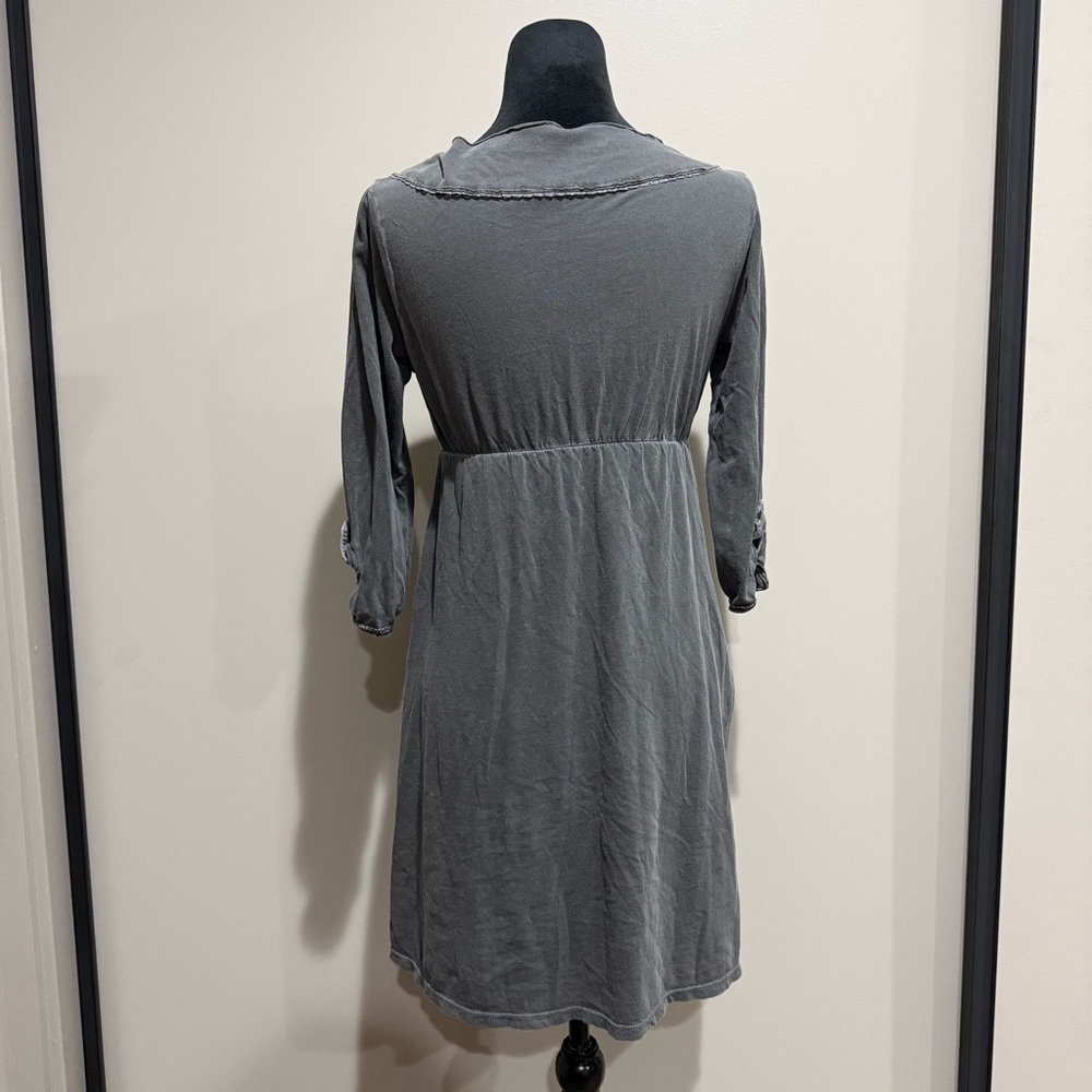 Y2K O'Neill Charcoal Gray Pleated Boho Chic Tunic Dress - Size M - Picture 5 of 8